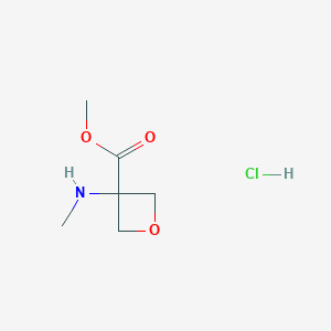 molecular formula C6H12ClNO3 B2602328 Methyl 3-(methylamino)oxetane-3-carboxylate;hydrochloride CAS No. 2375262-41-0