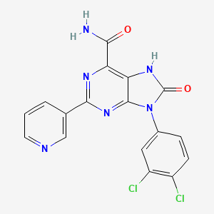 molecular formula C17H10Cl2N6O2 B2602359 9-(3,4-dichlorophenyl)-8-oxo-2-(pyridin-3-yl)-8,9-dihydro-7H-purine-6-carboxamide CAS No. 863510-74-1