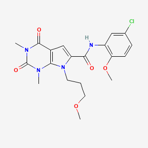 molecular formula C20H23ClN4O5 B2602369 N-(5-chloro-2-methoxyphenyl)-7-(3-methoxypropyl)-1,3-dimethyl-2,4-dioxo-2,3,4,7-tetrahydro-1H-pyrrolo[2,3-d]pyrimidine-6-carboxamide CAS No. 1021258-94-5