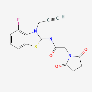 molecular formula C16H12FN3O3S B2602373 (Z)-2-(2,5-dioxopyrrolidin-1-yl)-N-(4-fluoro-3-(prop-2-yn-1-yl)benzo[d]thiazol-2(3H)-ylidene)acetamide CAS No. 865249-02-1