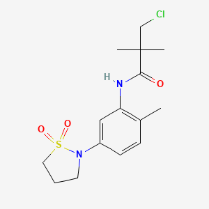 molecular formula C15H21ClN2O3S B2602375 3-chloro-N-(5-(1,1-dioxidoisothiazolidin-2-yl)-2-methylphenyl)-2,2-dimethylpropanamide CAS No. 941975-32-2