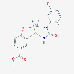 molecular formula C19H16F2N2O4 B2602376 methyl 10-(2,5-difluorophenyl)-9-methyl-11-oxo-8-oxa-10,12-diazatricyclo[7.3.1.0^{2,7}]trideca-2,4,6-triene-4-carboxylate CAS No. 899986-78-8