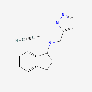 molecular formula C17H19N3 B2602378 N-[(1-methyl-1H-pyrazol-5-yl)methyl]-N-(prop-2-yn-1-yl)-2,3-dihydro-1H-inden-1-amine CAS No. 2094913-68-3