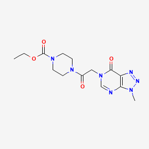 molecular formula C14H19N7O4 B2602385 ethyl 4-(2-(3-methyl-7-oxo-3H-[1,2,3]triazolo[4,5-d]pyrimidin-6(7H)-yl)acetyl)piperazine-1-carboxylate CAS No. 1070806-85-7