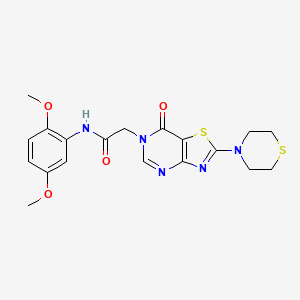 molecular formula C19H21N5O4S2 B2602388 N-(2,5-dimethoxyphenyl)-2-[7-oxo-2-(thiomorpholin-4-yl)-6H,7H-[1,3]thiazolo[4,5-d]pyrimidin-6-yl]acetamide CAS No. 1223813-54-4