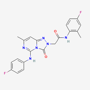 molecular formula C21H18F2N6O2 B2602395 N-(4-fluoro-2-methylphenyl)-2-{5-[(4-fluorophenyl)amino]-7-methyl-3-oxo-2H,3H-[1,2,4]triazolo[4,3-c]pyrimidin-2-yl}acetamide CAS No. 1251608-69-1