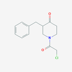 molecular formula C14H16ClNO2 B2602435 3-Benzyl-1-(2-chloroacetyl)piperidin-4-one CAS No. 2411319-11-2