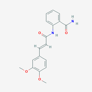 molecular formula C18H18N2O4 B2602489 (E)-2-(3-(3,4-dimethoxyphenyl)acrylamido)benzamide CAS No. 188543-99-9