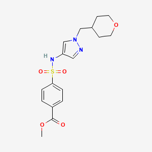 molecular formula C17H21N3O5S B2602526 methyl 4-({1-[(oxan-4-yl)methyl]-1H-pyrazol-4-yl}sulfamoyl)benzoate CAS No. 1705753-65-6