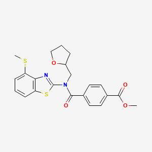 molecular formula C22H22N2O4S2 B2602565 methyl 4-{[4-(methylsulfanyl)-1,3-benzothiazol-2-yl][(oxolan-2-yl)methyl]carbamoyl}benzoate CAS No. 922485-45-8