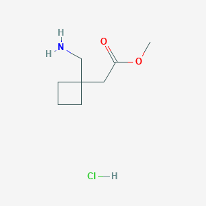 molecular formula C8H16ClNO2 B2602588 methyl2-[1-(aminomethyl)cyclobutyl]acetatehydrochloride CAS No. 2460757-42-8