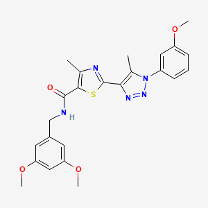 molecular formula C24H25N5O4S B2602597 N-[(3,5-dimethoxyphenyl)methyl]-2-[1-(3-methoxyphenyl)-5-methyl-1H-1,2,3-triazol-4-yl]-4-methyl-1,3-thiazole-5-carboxamide CAS No. 1251673-26-3