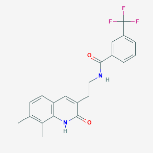 molecular formula C21H19F3N2O2 B2602605 N-(2-(7,8-dimethyl-2-oxo-1,2-dihydroquinolin-3-yl)ethyl)-3-(trifluoromethyl)benzamide CAS No. 851407-67-5