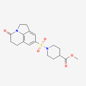 molecular formula C18H22N2O5S B2602610 methyl 1-((4-oxo-2,4,5,6-tetrahydro-1H-pyrrolo[3,2,1-ij]quinolin-8-yl)sulfonyl)piperidine-4-carboxylate CAS No. 898419-59-5
