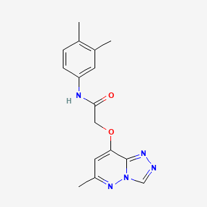 molecular formula C16H17N5O2 B2602632 N-(3,4-dimethylphenyl)-2-((6-methyl-[1,2,4]triazolo[4,3-b]pyridazin-8-yl)oxy)acetamide CAS No. 2034470-02-3