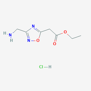 molecular formula C7H12ClN3O3 B2602659 ethyl2-[3-(aminomethyl)-1,2,4-oxadiazol-5-yl]acetatehydrochloride CAS No. 2378501-66-5