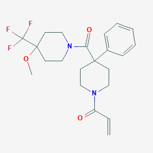 B2602752 1-[4-[4-Methoxy-4-(trifluoromethyl)piperidine-1-carbonyl]-4-phenylpiperidin-1-yl]prop-2-en-1-one CAS No. 2361882-75-7