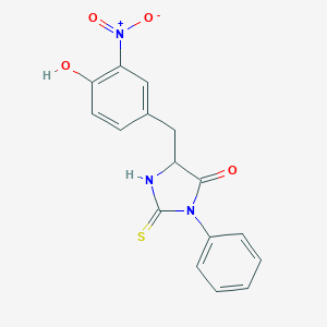 molecular formula C16H13N3O4S B026028 5-(4-Hydroxy-3-nitrobenzyl)-3-phenyl-2-thiohydantoin CAS No. 105956-89-6