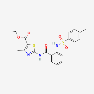 molecular formula C21H21N3O5S2 B2602815 Ethyl 4-methyl-2-[2-(4-methylbenzenesulfonamido)benzamido]-1,3-thiazole-5-carboxylate CAS No. 330190-17-5