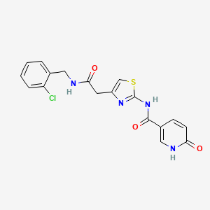 molecular formula C18H15ClN4O3S B2602826 N-(4-(2-((2-chlorobenzyl)amino)-2-oxoethyl)thiazol-2-yl)-6-oxo-1,6-dihydropyridine-3-carboxamide CAS No. 946207-84-7
