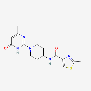 molecular formula C15H19N5O2S B2602850 2-methyl-N-(1-(4-methyl-6-oxo-1,6-dihydropyrimidin-2-yl)piperidin-4-yl)thiazole-4-carboxamide CAS No. 1904025-96-2