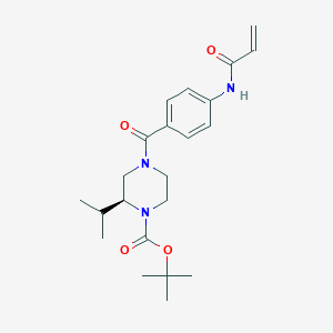 molecular formula C22H31N3O4 B2602887 Tert-butyl (2S)-2-propan-2-yl-4-[4-(prop-2-enoylamino)benzoyl]piperazine-1-carboxylate CAS No. 2361574-66-3