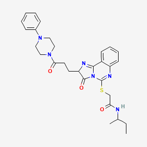 molecular formula C29H34N6O3S B2602892 N-(butan-2-yl)-2-({3-oxo-2-[3-oxo-3-(4-phenylpiperazin-1-yl)propyl]-2H,3H-imidazo[1,2-c]quinazolin-5-yl}sulfanyl)acetamide CAS No. 1093823-27-8