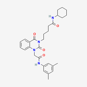 molecular formula C29H36N4O4 B2602895 N-cyclohexyl-5-(1-(2-((3,5-dimethylphenyl)amino)-2-oxoethyl)-2,4-dioxo-1,2-dihydroquinazolin-3(4H)-yl)pentanamide CAS No. 1223896-38-5