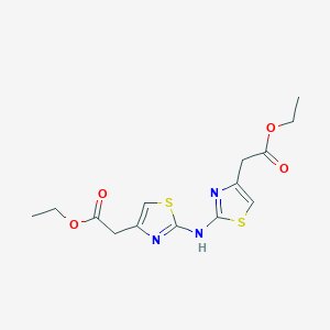 molecular formula C14H17N3O4S2 B2602934 ethyl 2-[2-[[4-(2-ethoxy-2-oxoethyl)-1,3-thiazol-2-yl]amino]-1,3-thiazol-4-yl]acetate CAS No. 1210656-27-1