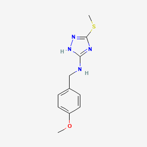 molecular formula C11H14N4OS B2602950 N-[(4-Methoxyphenyl)methyl]-3-(methylsulfanyl)-1H-1,2,4-triazol-5-amine CAS No. 1021266-90-9