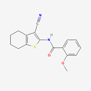 molecular formula C17H16N2O2S B2602973 N-(3-cyano-4,5,6,7-tetrahydro-1-benzothiophen-2-yl)-2-methoxybenzamide CAS No. 298207-74-6
