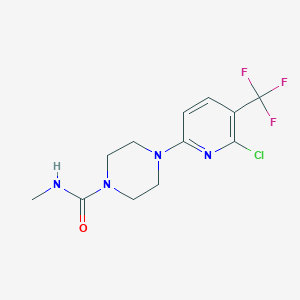 molecular formula C12H14ClF3N4O B2603000 4-[6-chloro-5-(trifluoromethyl)pyridin-2-yl]-N-methylpiperazine-1-carboxamide CAS No. 2059512-97-7