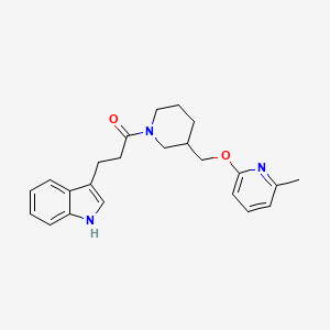 molecular formula C23H27N3O2 B2603021 3-(1H-Indol-3-yl)-1-[3-[(6-methylpyridin-2-yl)oxymethyl]piperidin-1-yl]propan-1-one CAS No. 2379974-90-8