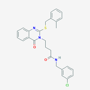 N-[(3-chlorophenyl)methyl]-4-[2-[(2-methylphenyl)methylsulfanyl]-4-oxoquinazolin-3-yl]butanamide