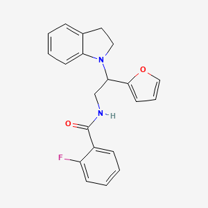 2-fluoro-N-(2-(furan-2-yl)-2-(indolin-1-yl)ethyl)benzamide