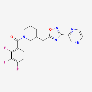 (3-((3-(Pyrazin-2-yl)-1,2,4-oxadiazol-5-yl)methyl)piperidin-1-yl)(2,3,4-trifluorophenyl)methanone