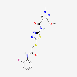 N-(5-((2-((2-fluorophenyl)amino)-2-oxoethyl)thio)-1,3,4-thiadiazol-2-yl)-3-methoxy-1-methyl-1H-pyrazole-4-carboxamide