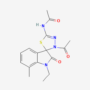 molecular formula C16H18N4O3S B2603155 N-(3'-乙酰-1-乙基-7-甲基-2-氧代-1,2-二氢-3'H-螺[吲哚-3,2'-[1,3,4]噻二唑]-5'-基)乙酰胺 CAS No. 902248-24-2