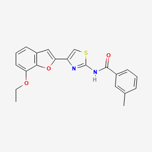 molecular formula C21H18N2O3S B2603170 N-[4-(7-ethoxy-1-benzofuran-2-yl)-1,3-thiazol-2-yl]-3-methylbenzamide CAS No. 921526-16-1