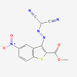 molecular formula C13H7N5O4S B2603204 methyl 3-[(E)-2-(dicyanomethyl)diazen-1-yl]-5-nitro-1-benzothiophene-2-carboxylate CAS No. 1025634-76-7