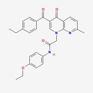 molecular formula C28H27N3O4 B2603239 N-(4-ethoxyphenyl)-2-[3-(4-ethylbenzoyl)-7-methyl-4-oxo-1,4-dihydro-1,8-naphthyridin-1-yl]acetamide CAS No. 894887-37-7