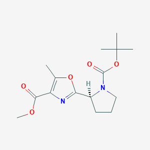molecular formula C15H22N2O5 B2603443 methyl 2-[(2S)-1-(tert-butoxycarbonyl)pyrrolidin-2-yl]-5-methyl-1,3-oxazole-4-carboxylate CAS No. 182360-15-2