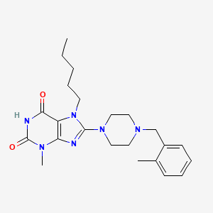 molecular formula C23H32N6O2 B2603464 3-methyl-8-(4-(2-methylbenzyl)piperazin-1-yl)-7-pentyl-1H-purine-2,6(3H,7H)-dione CAS No. 898462-95-8
