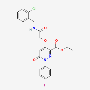 molecular formula C22H19ClFN3O5 B2603474 ethyl 4-({[(2-chlorophenyl)methyl]carbamoyl}methoxy)-1-(4-fluorophenyl)-6-oxo-1,6-dihydropyridazine-3-carboxylate CAS No. 899975-72-5
