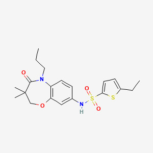 molecular formula C20H26N2O4S2 B2603476 N-(3,3-dimethyl-4-oxo-5-propyl-2,3,4,5-tetrahydrobenzo[b][1,4]oxazepin-8-yl)-5-ethylthiophene-2-sulfonamide CAS No. 922049-85-2
