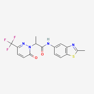 molecular formula C16H13F3N4O2S B2603480 N-(2-methyl-1,3-benzothiazol-5-yl)-2-[6-oxo-3-(trifluoromethyl)-1,6-dihydropyridazin-1-yl]propanamide CAS No. 2380184-15-4