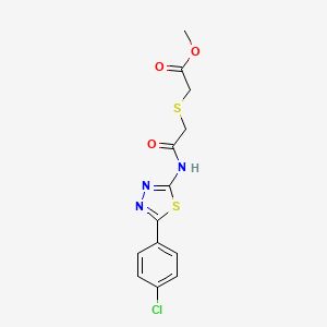 molecular formula C13H12ClN3O3S2 B2603504 Methyl 2-[2-[[5-(4-chlorophenyl)-1,3,4-thiadiazol-2-yl]amino]-2-oxoethyl]sulfanylacetate CAS No. 394235-11-1