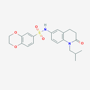 molecular formula C21H24N2O5S B2603524 N-(1-isobutyl-2-oxo-1,2,3,4-tetrahydroquinolin-6-yl)-2,3-dihydrobenzo[b][1,4]dioxine-6-sulfonamide CAS No. 941912-35-2