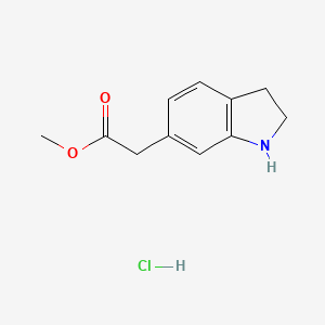 molecular formula C11H14ClNO2 B2603543 Methyl 2-(2,3-dihydro-1H-indol-6-yl)acetate hydrochloride CAS No. 2411299-11-9