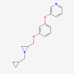 molecular formula C18H20N2O2 B2603591 3-(3-{[1-(Cyclopropylmethyl)aziridin-2-yl]methoxy}phenoxy)pyridine CAS No. 2418679-34-0
